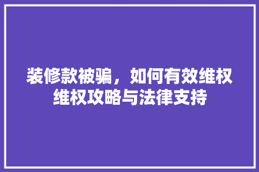 装修款被骗，如何有效维权维权攻略与法律支持