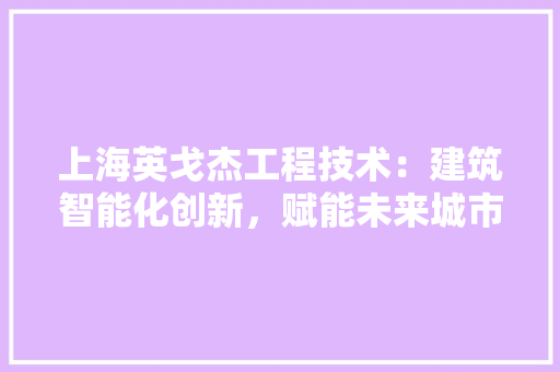 上海英戈杰工程技术：建筑智能化创新，赋能未来城市生活 家居装修