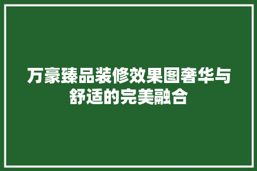万豪臻品装修效果图奢华与舒适的完美融合