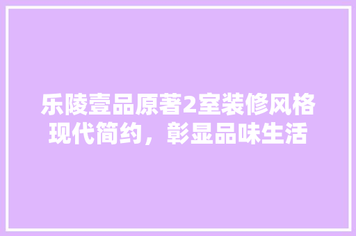 乐陵壹品原著2室装修风格现代简约，彰显品味生活