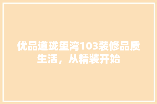 优品道珑玺湾103装修品质生活，从精装开始 现代风格装饰