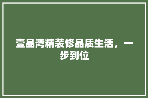 壹品湾精装修品质生活，一步到位