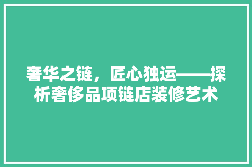 奢华之链，匠心独运——探析奢侈品项链店装修艺术