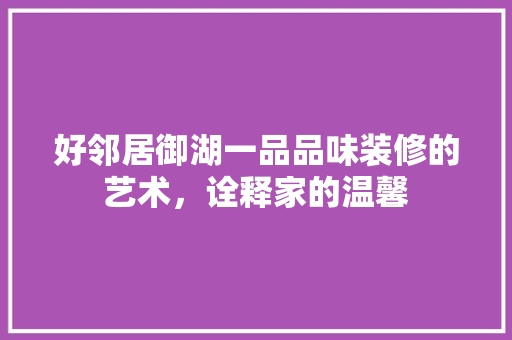 好邻居御湖一品品味装修的艺术，诠释家的温馨