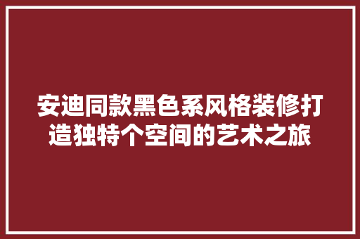 安迪同款黑色系风格装修打造独特个空间的艺术之旅