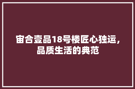 宙合壹品18号楼匠心独运，品质生活的典范