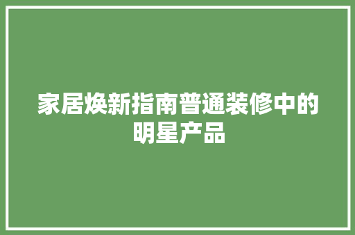 家居焕新指南普通装修中的明星产品