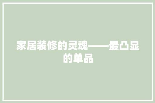 家居装修的灵魂——最凸显的单品