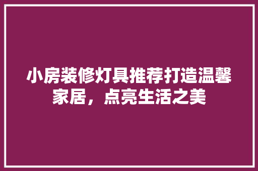 小房装修灯具推荐打造温馨家居，点亮生活之美