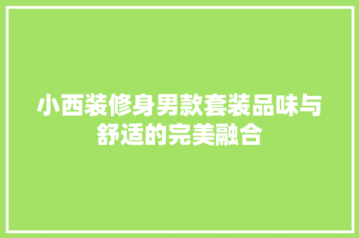 小西装修身男款套装品味与舒适的完美融合