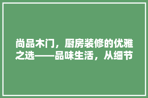 尚品木门，厨房装修的优雅之选——品味生活，从细节开始
