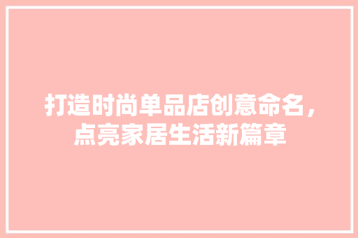 打造时尚单品店创意命名，点亮家居生活新篇章