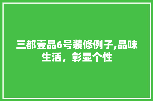三都壹品6号装修例子,品味生活，彰显个性 软装设计
