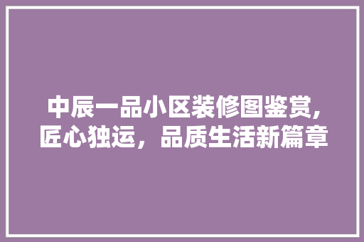 中辰一品小区装修图鉴赏,匠心独运，品质生活新篇章 室内设计