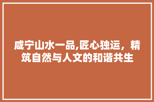 咸宁山水一品,匠心独运，精筑自然与人文的和谐共生