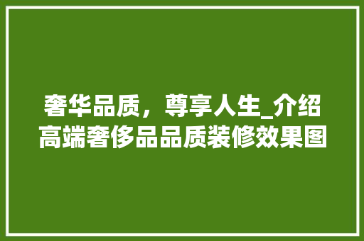 奢华品质，尊享人生_介绍高端奢侈品品质装修效果图背后的秘密