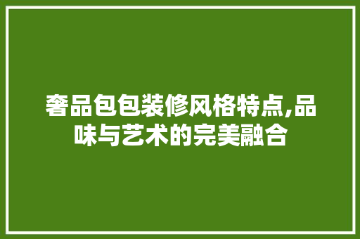 奢品包包装修风格特点,品味与艺术的完美融合