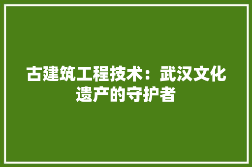 古建筑工程技术：武汉文化遗产的守护者 卧室装修