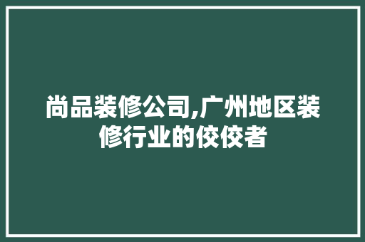 尚品装修公司,广州地区装修行业的佼佼者 室内设计