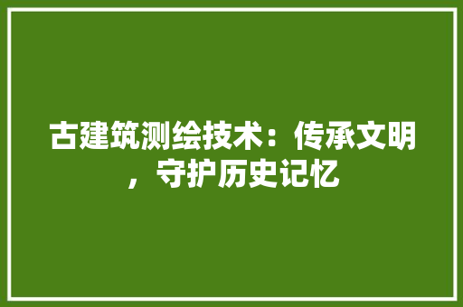古建筑测绘技术：传承文明，守护历史记忆