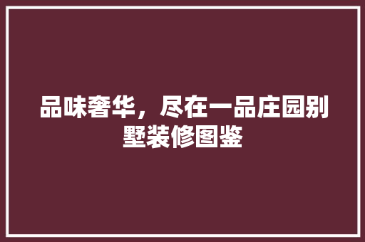 品味奢华，尽在一品庄园别墅装修图鉴 室内设计