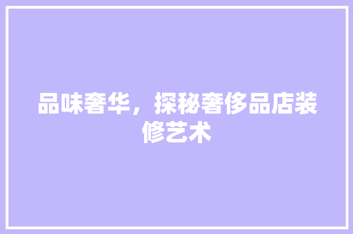品味奢华，探秘奢侈品店装修艺术 现代风格装饰