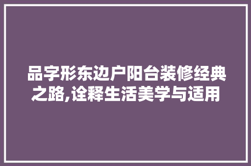 品字形东边户阳台装修经典之路,诠释生活美学与适用主义的完美融合