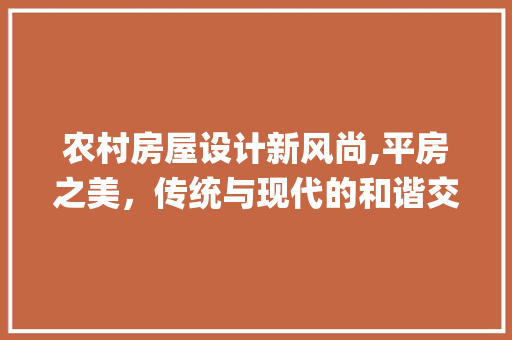 农村房屋设计新风尚,平房之美，传统与现代的和谐交融_农村房屋设计图片大全平房