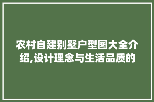 农村自建别墅户型图大全介绍,设计理念与生活品质的完美融合_农村自建别墅户型图大全 现代风格装饰