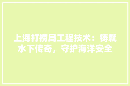 上海打捞局工程技术：铸就水下传奇，守护海洋安全 软装设计