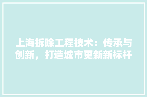 上海拆除工程技术：传承与创新，打造城市更新新标杆 软装设计