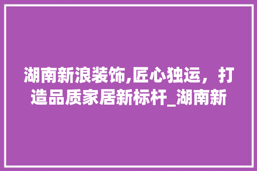 湖南新浪装饰,匠心独运，打造品质家居新标杆_湖南新浪装饰公司