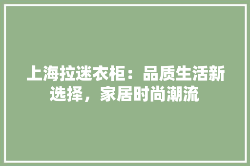 上海拉迷衣柜：品质生活新选择，家居时尚潮流 软装设计
