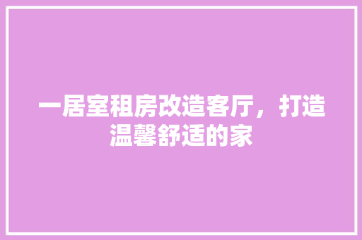 一居室租房改造客厅，打造温馨舒适的家 客厅装修