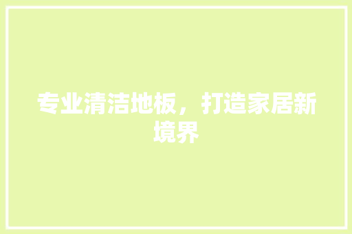专业清洁地板，打造家居新境界