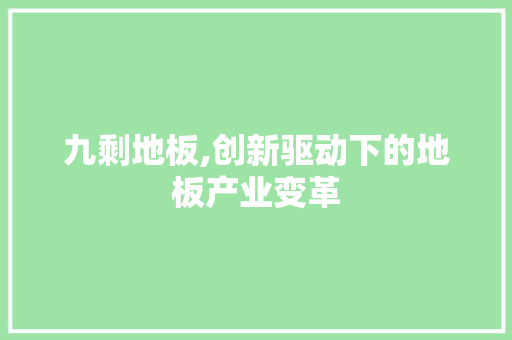 九剩地板,创新驱动下的地板产业变革