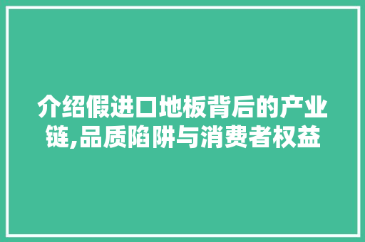介绍假进口地板背后的产业链,品质陷阱与消费者权益保护