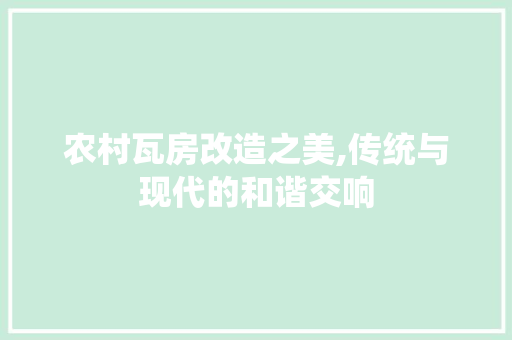 农村瓦房改造之美,传统与现代的和谐交响