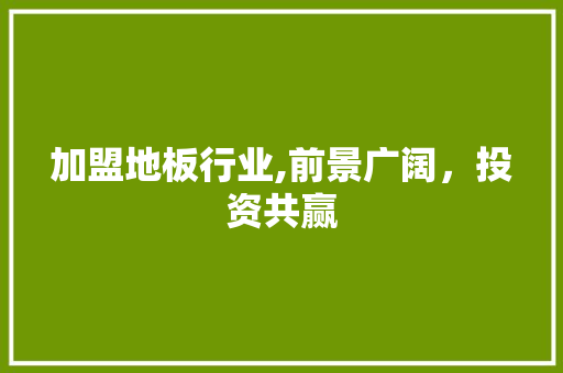 加盟地板行业,前景广阔，投资共赢 软装设计