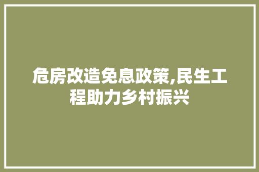 危房改造免息政策,民生工程助力乡村振兴