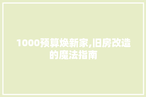 1000预算焕新家,旧房改造的魔法指南 卧室装修