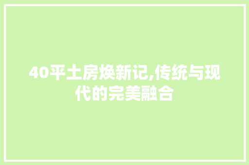 40平土房焕新记,传统与现代的完美融合