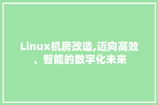 Linux机房改造,迈向高效、智能的数字化未来
