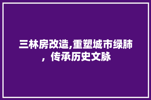 三林房改造,重塑城市绿肺，传承历史文脉