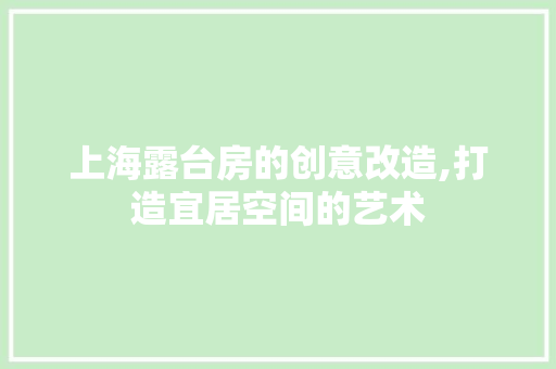 上海露台房的创意改造,打造宜居空间的艺术