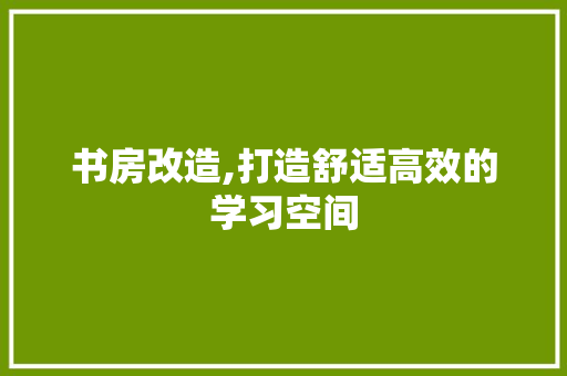 书房改造,打造舒适高效的学习空间 家居装修