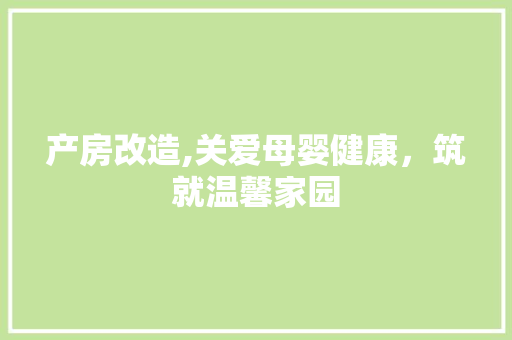 产房改造,关爱母婴健康，筑就温馨家园