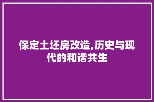 保定土坯房改造,历史与现代的和谐共生