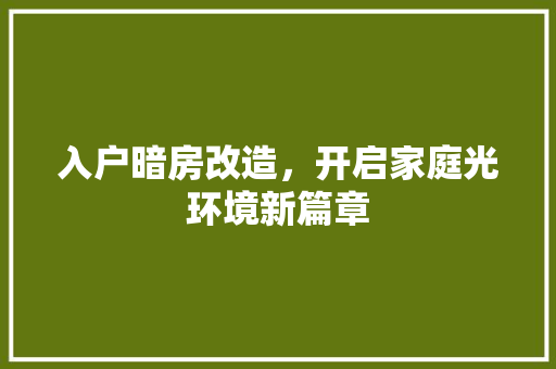 入户暗房改造，开启家庭光环境新篇章