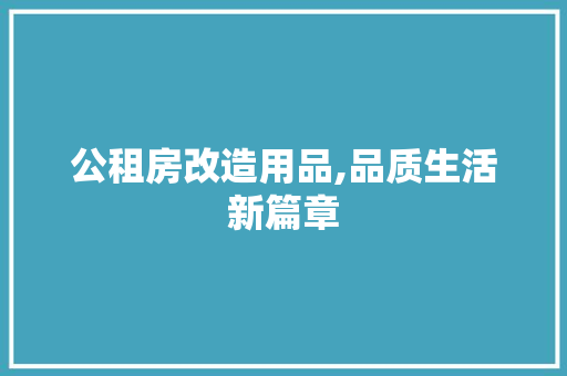 公租房改造用品,品质生活新篇章 室内设计